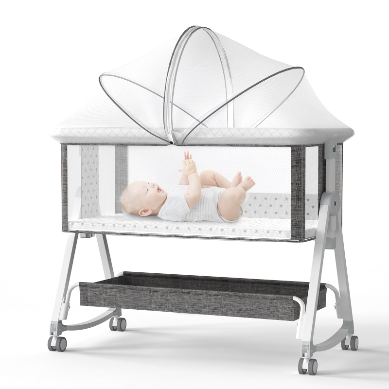 G TALECO GEAR Baby Bassinets,3 in 1 Baby Bassinet Bedside Sleeper,Bedside Bassinet for Baby with Mosquito Net,Baby Bassinet with Wheels,6 Height Adjustable