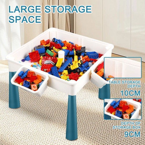 7 in 1 Multi Toddler Activity Table Set, Kids Play Table with Storage,Toddler Table and Chair Set Compatible with Large Blocks, Water Table, Sand Table and Learning Table for Ages 2 and Up