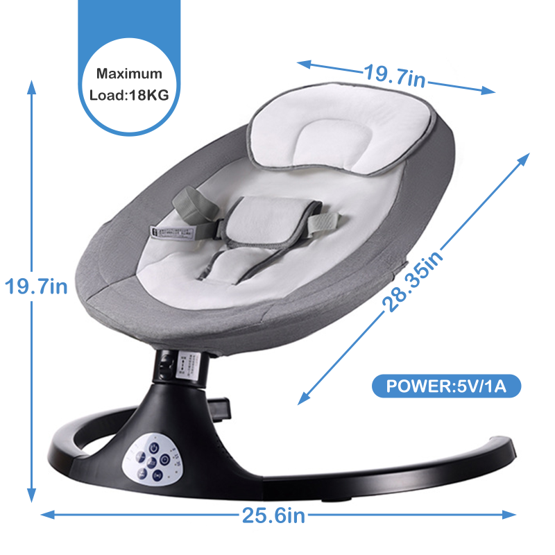 G TALECO GEAR Baby Swing for Infants, Electric Baby Bouncer with 5 Speeds, Portable Baby Rocker for Indoor and Outdoor, Bluetooth Remote Control 