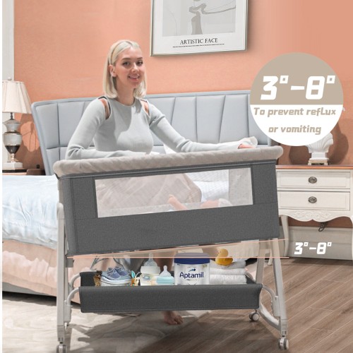 3-in-1 Bassinet  Bedside Bassinet in Grey